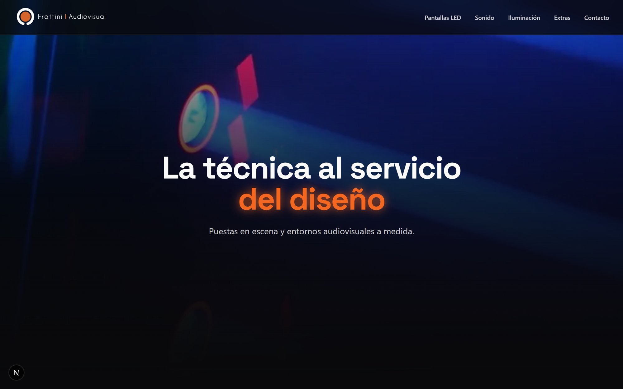 Portada de la landing de Frattini Audiovisual