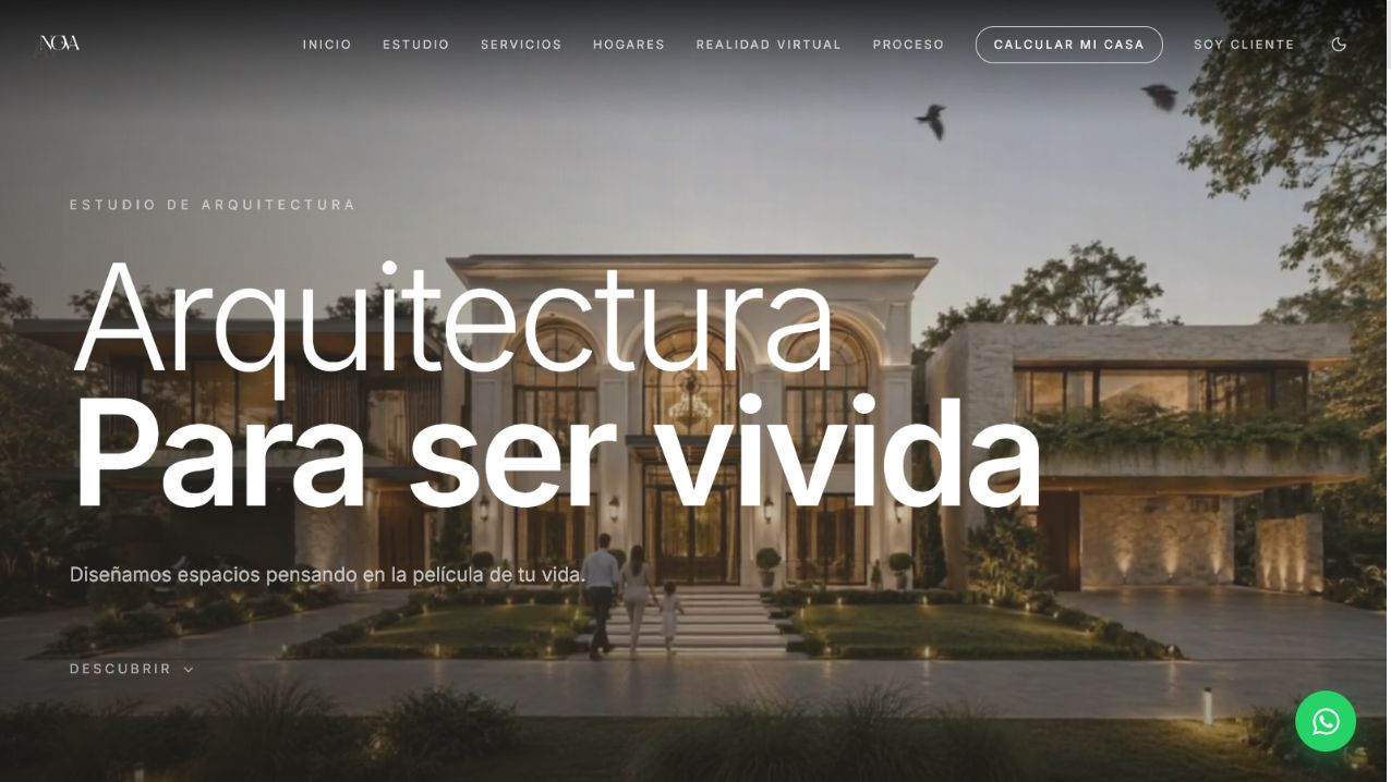 Captura real del sitio de Nova Arquitectura en producción